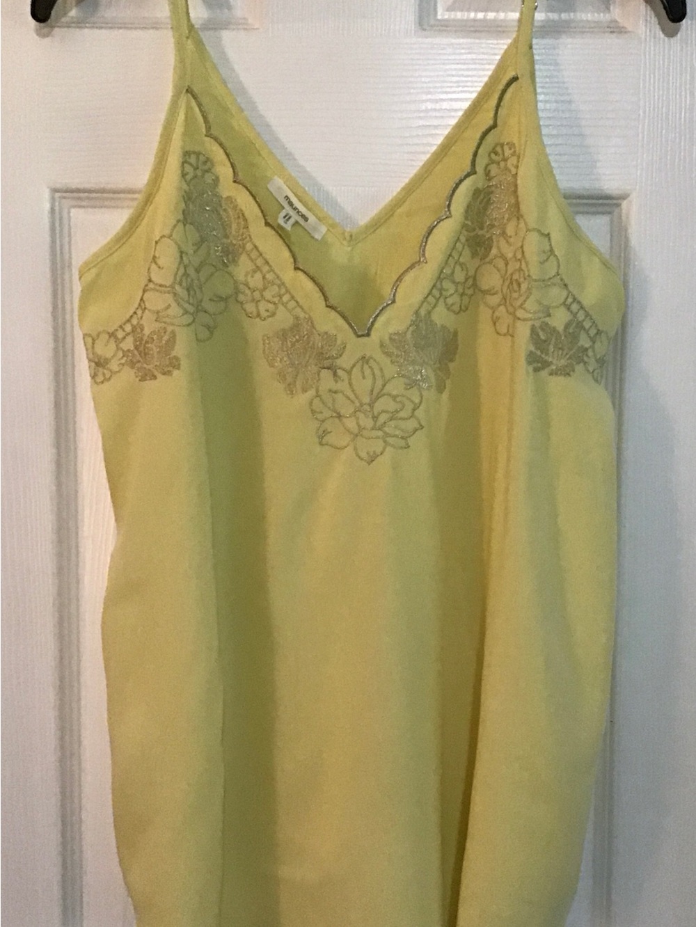 Maurices Light Yellow Floral Embroidered V-Neck Cami